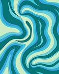 Ocean Blue Swirl Layered Waves Rug
