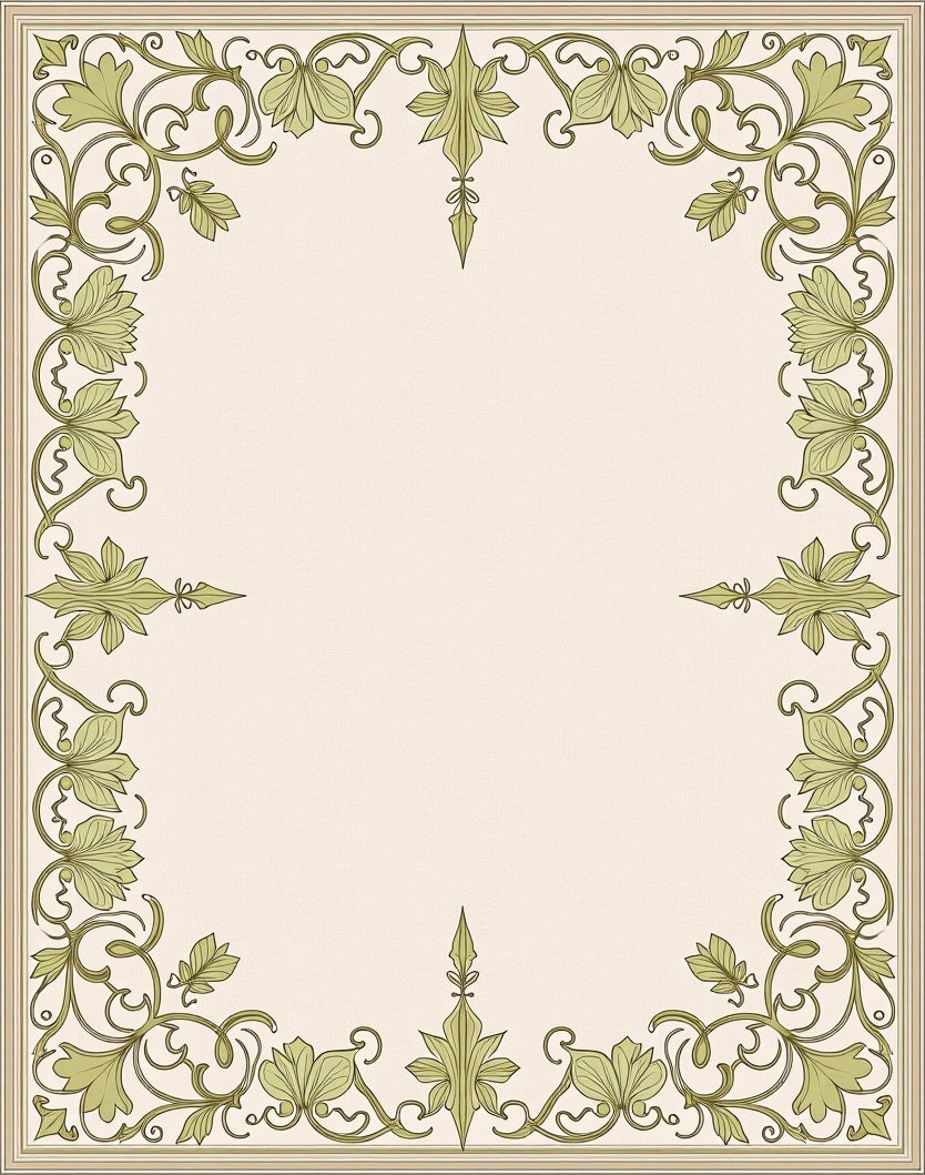 Exquisite Vine Scroll Border Design Rug