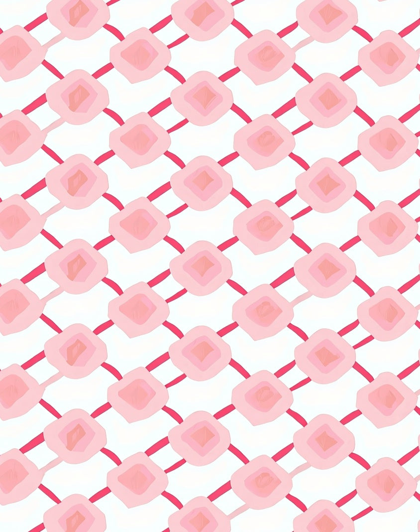 Pink Diamond Lattice Pattern Rug