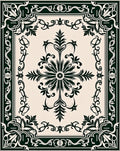 Ornate Floral Leaf Border Design Rug