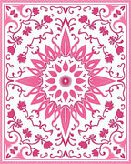 Ornate Pink Floral Mandala Pattern Rug