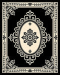 Elegant Black Cream Floral Scroll Rug