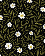 Black White Gold Floral Swirls Rug