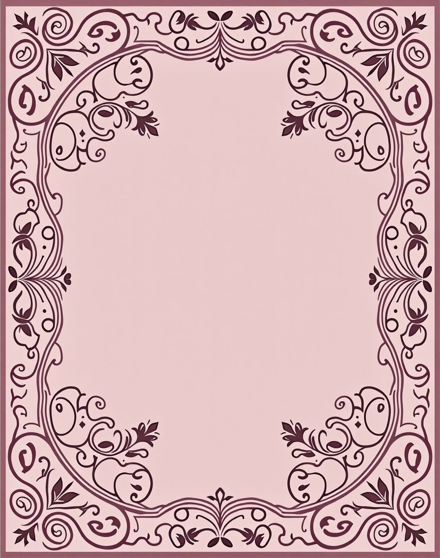 Elegant Floral Scrollwork Border Design Rug