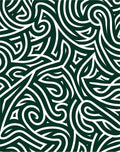 Intricate White Swirls on Dark Green Field Rug
