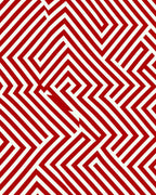 Red White Modern Geometric Maze Rug