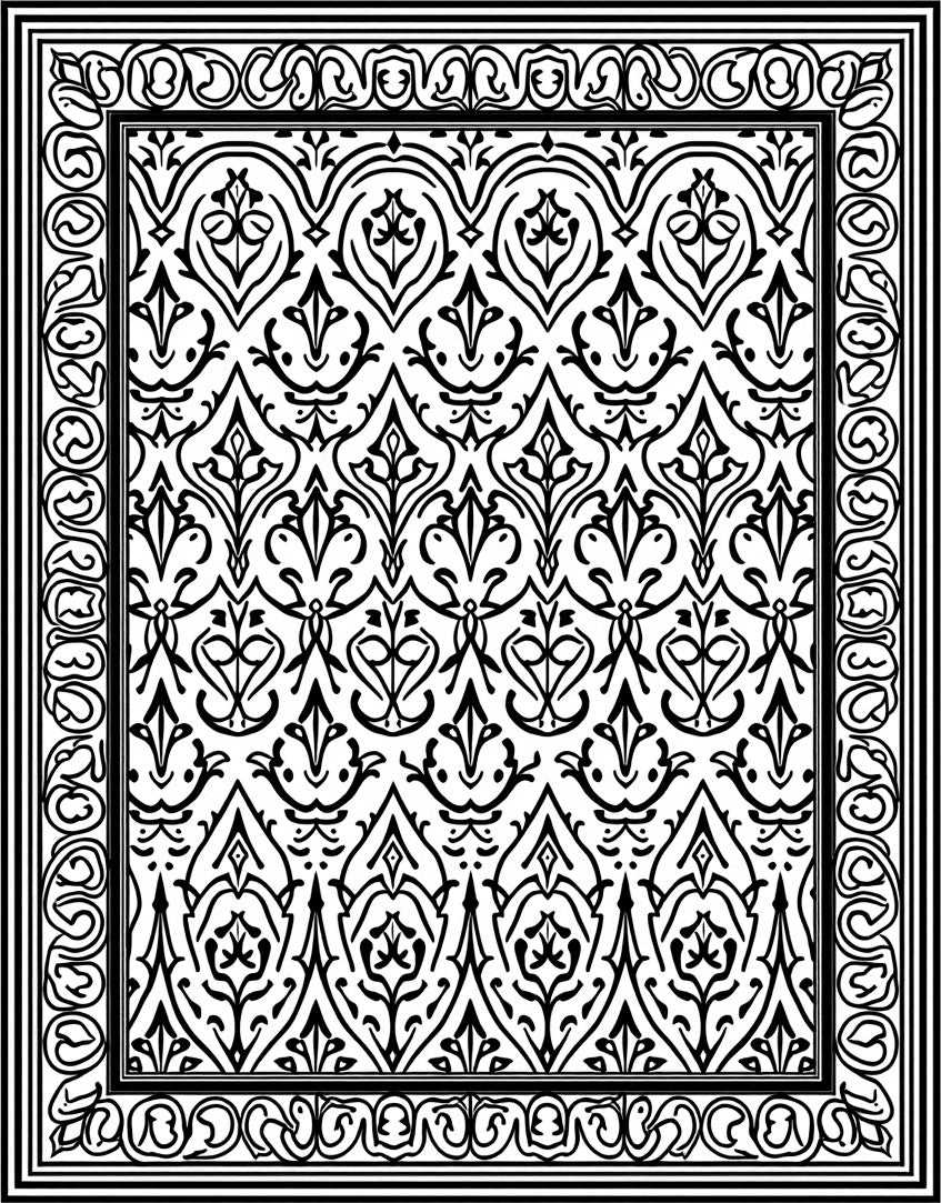 Intricate Floral Border Design Rug
