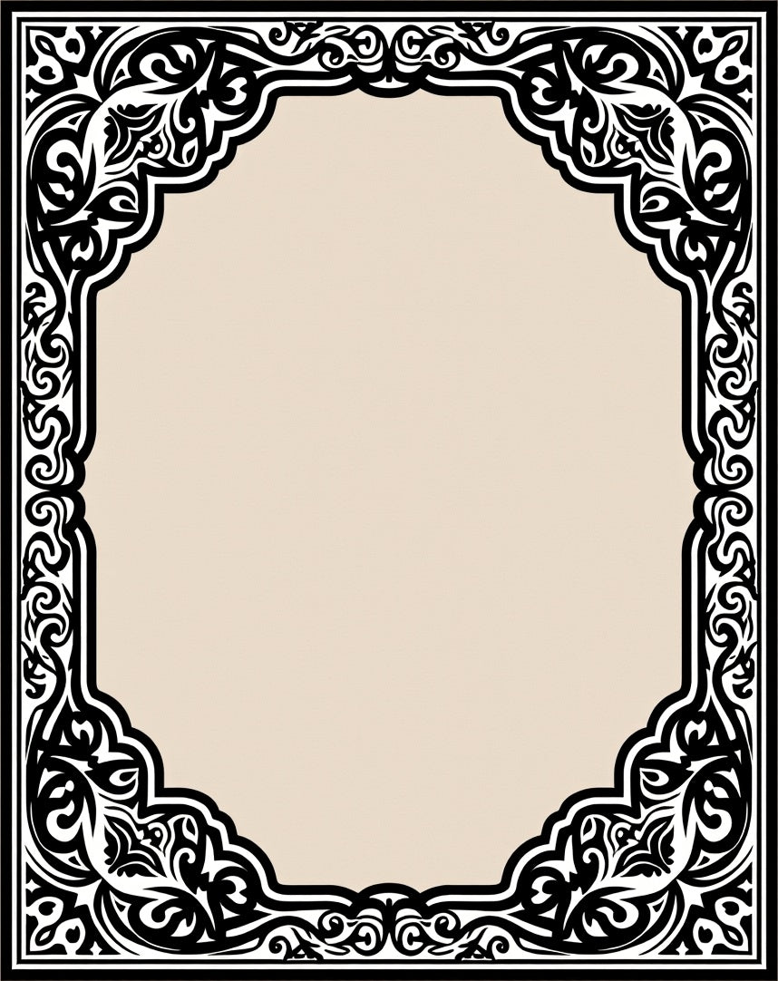 Ornate Black and White Contours Rug