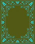 Teal Floral Vine Border Rug