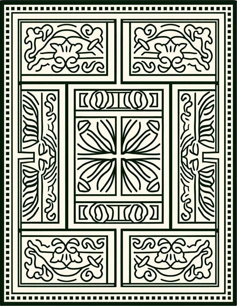 Classic Scrollwork Geometric Pattern Rug