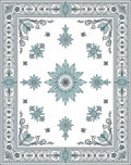 Elegant Teal Floral Medallion Border Rug