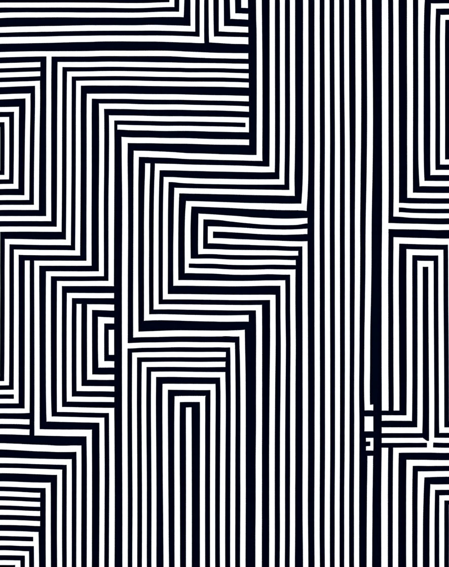 Black White Geometric Illusion Pattern Rug