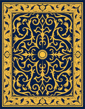 Royal Blue Gold Ornate Flourish Rug