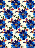 Bold Blue Floral Pattern Design Rug