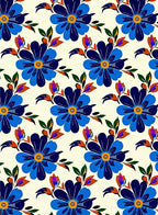 Bold Blue Floral Pattern Design Rug