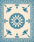 Classic Blue Floral Mandala Pattern Rug