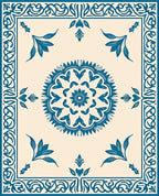 Classic Blue Floral Mandala Pattern Rug