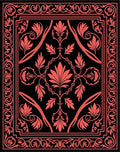 Floral Inlay Pattern With Border Rug
