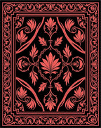 Floral Inlay Pattern With Border Rug