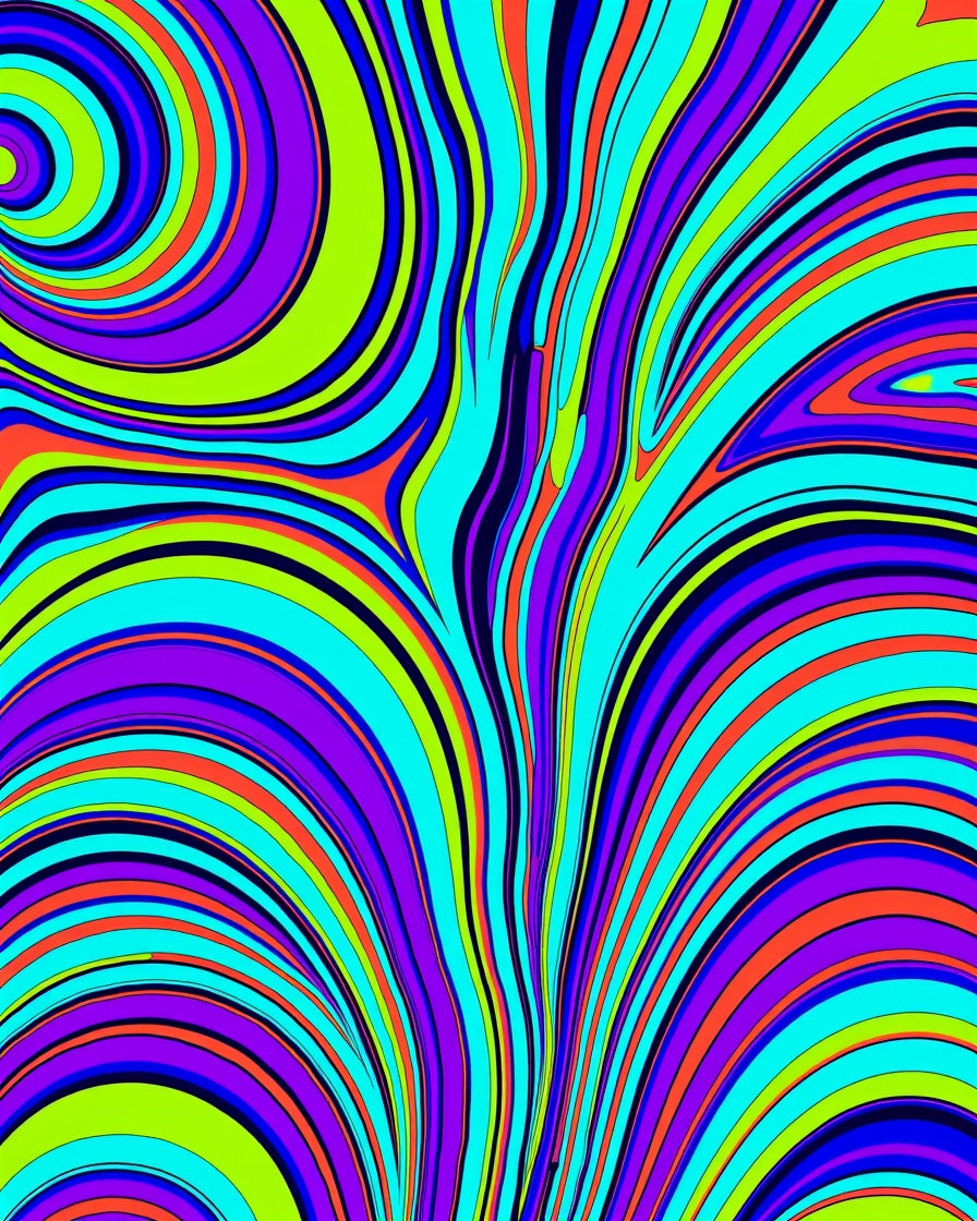 Psychedelic Swirl Neon Vibrant Design Rug