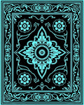 Ornate Floral Medallion Black Turquoise Rug