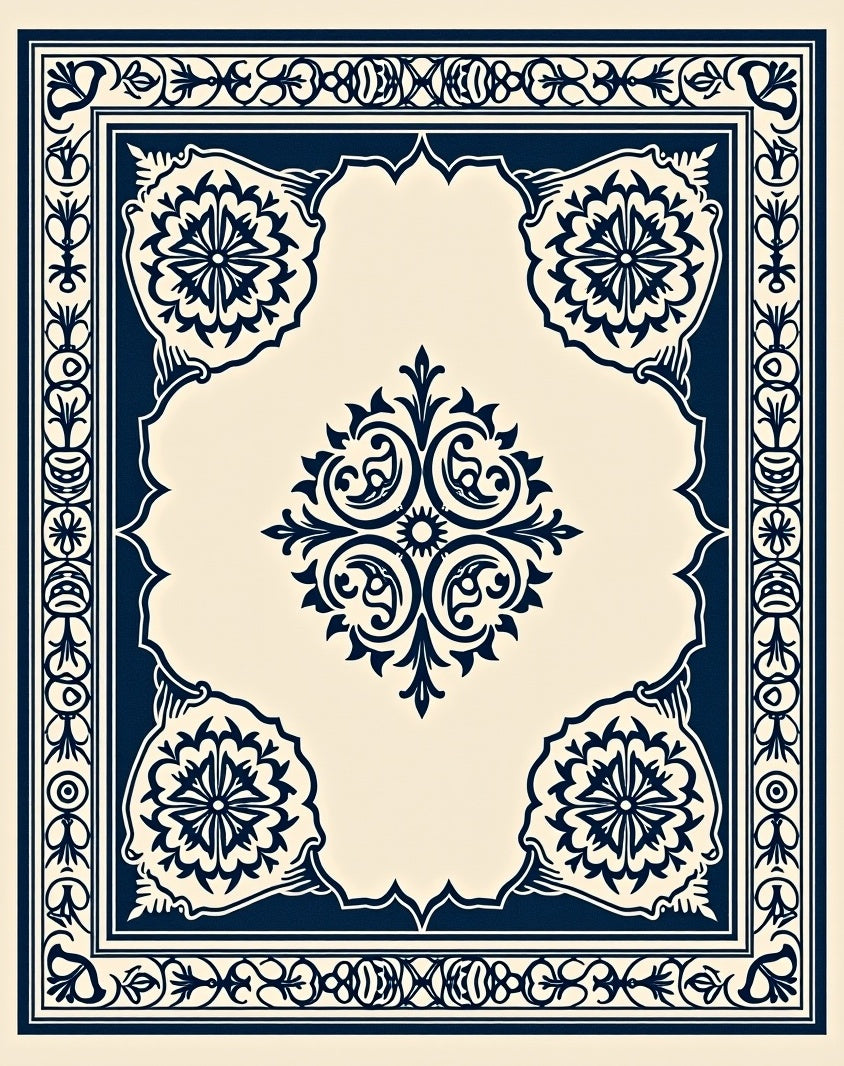 Ornate Floral Medallion Classic Design Rug