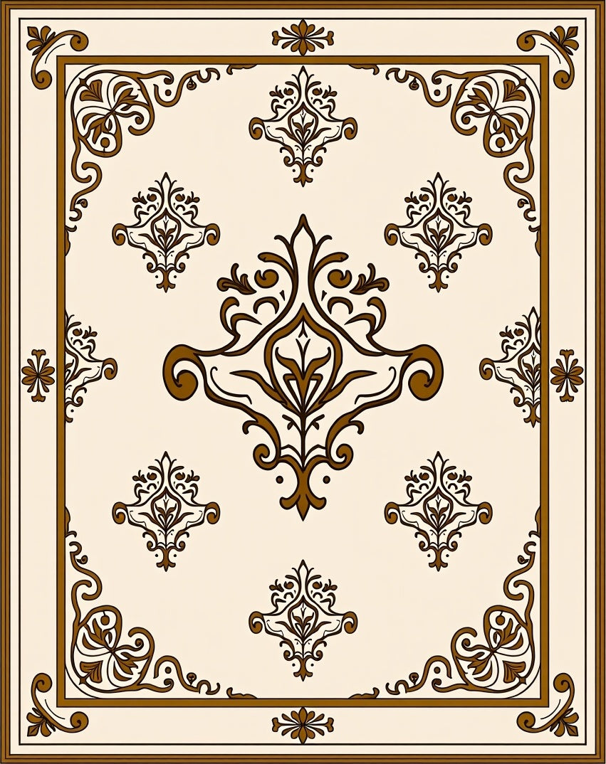 Classic Brown Floral Motif Rug