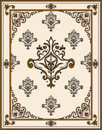 Classic Brown Floral Motif Rug