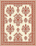 Classic Red Cream Damask Pattern Rug