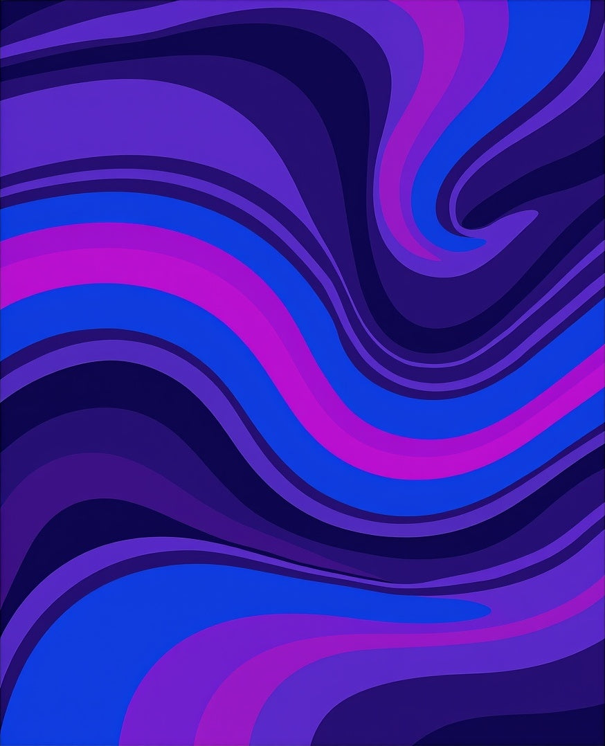Vibrant Purple Blue Wavy Swirl Rug