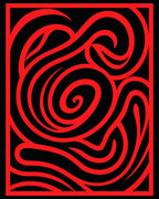 Bold Red Swirling Abstract Pattern Rug