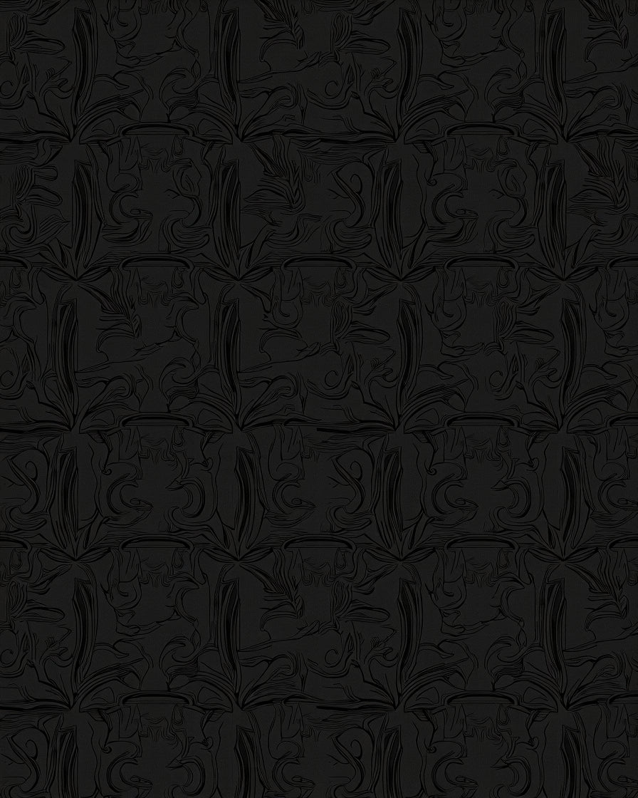 Dark Abstract Floral Swirl Pattern Rug