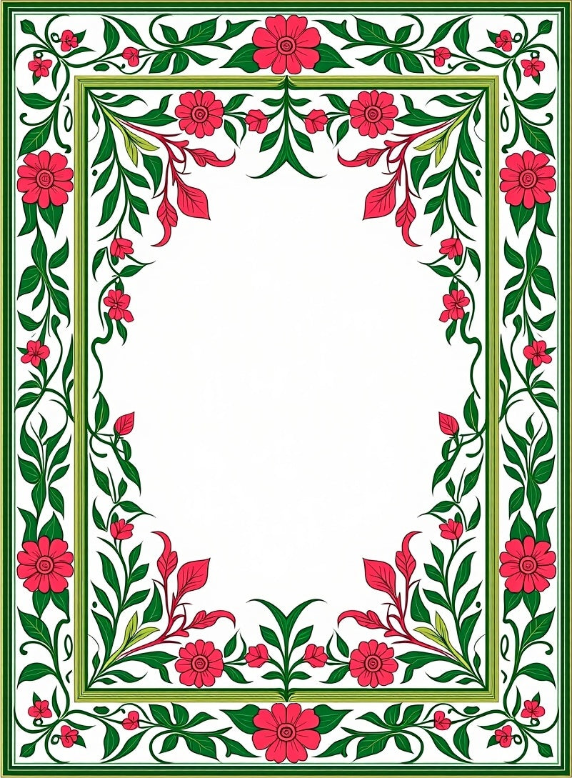 Vintage Floral Garden Border Design Rug