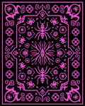 Hot Pink Insect Floral Frame Rug
