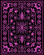 Hot Pink Insect Floral Frame Rug
