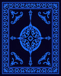 Ornate Blue Floral Medallion Design Rug