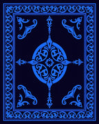 Ornate Blue Floral Medallion Design Rug