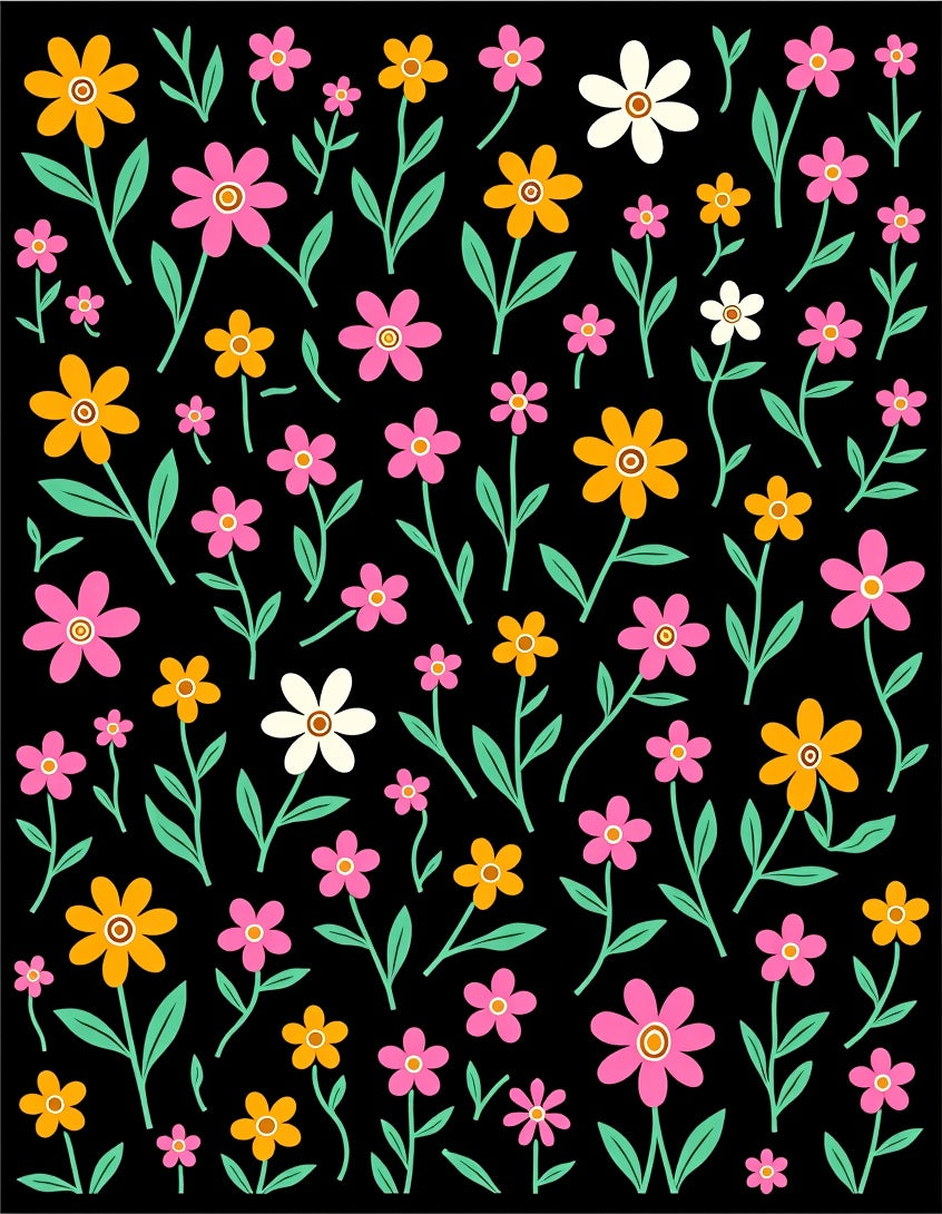Retro Flower Power Pattern Rug