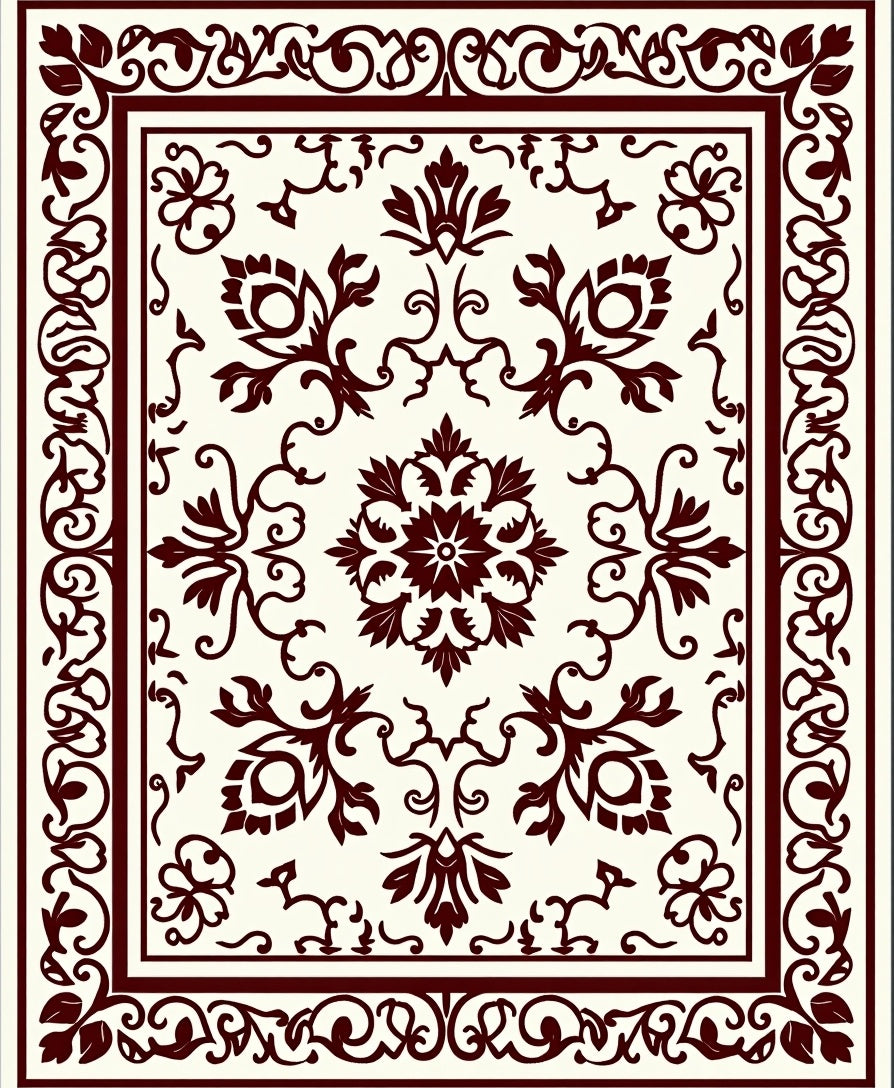 Ornate Floral Medallion Pattern Design Rug