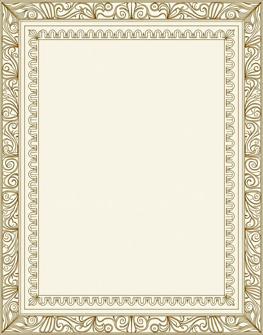 Ornate Golden Leaf Scroll Border Rug