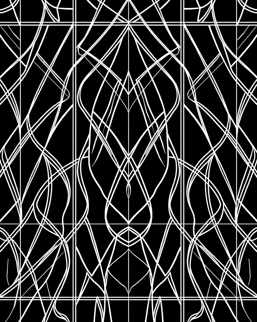 Abstract White Line Art Pattern Rug