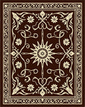 Ornate Celestial Floral Scrollwork Rug