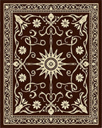 Ornate Celestial Floral Scrollwork Rug
