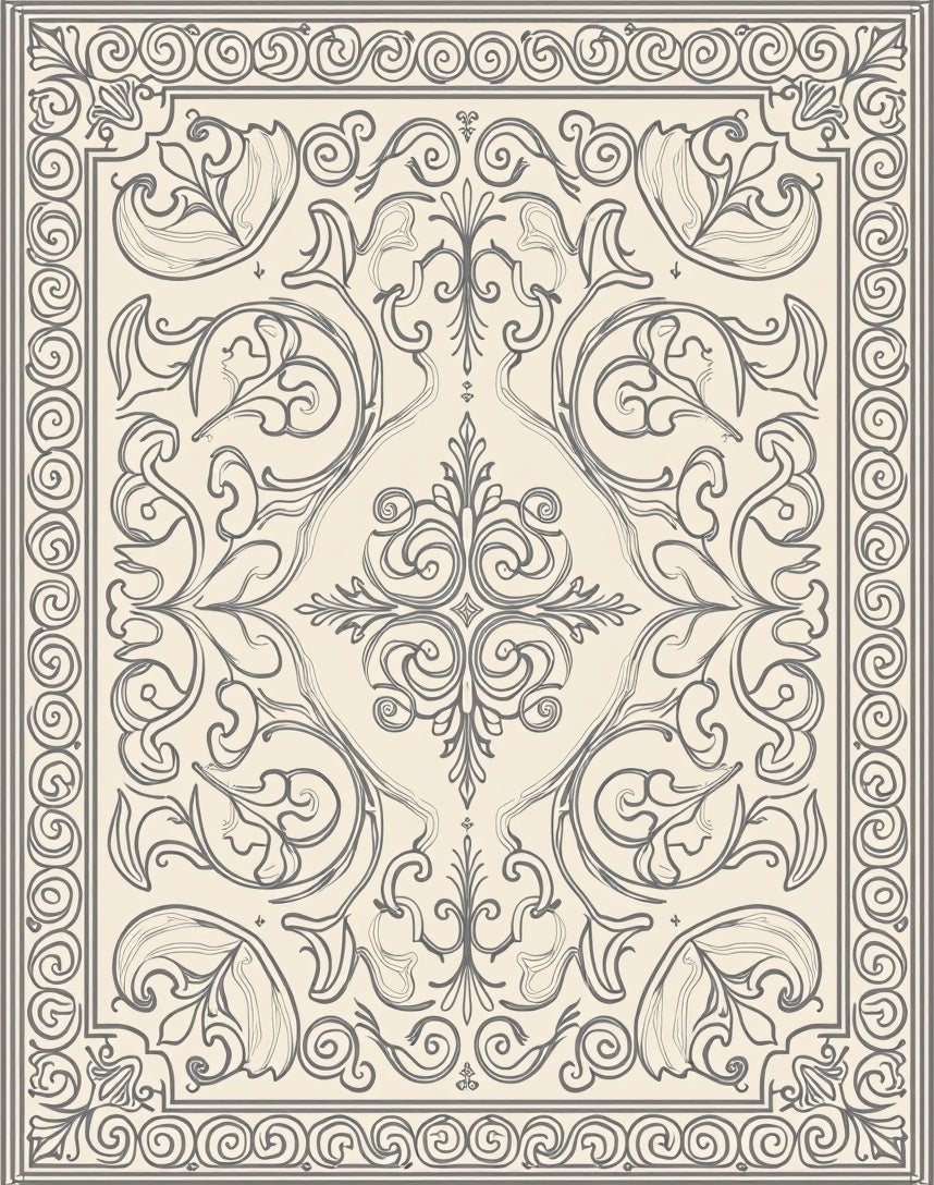 Classical Floral Swirl Detailed Pattern Rug