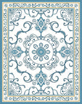 Blue Gold Medallion Floral Elegance Rug