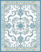 Blue Gold Medallion Floral Elegance Rug