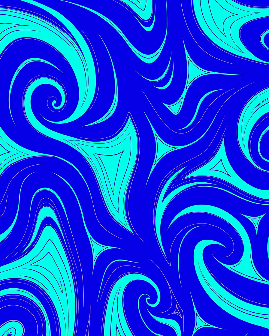 Blue Teal Swirl Shape Pattern Rug