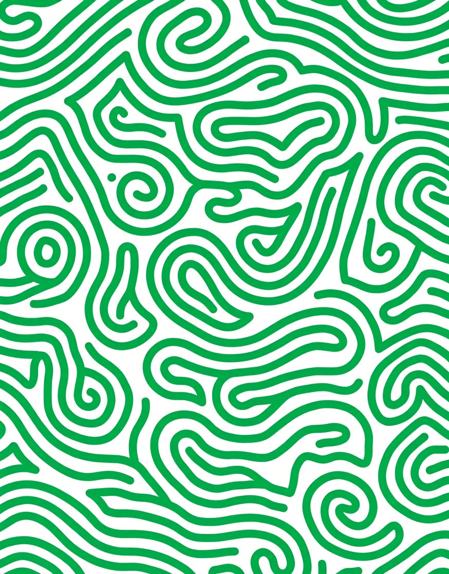 Abstract Green Swirl Organic Pattern Rug