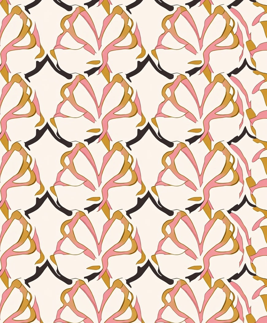 Abstract Swirl Pink Gold Pattern Rug
