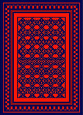 Bold Geometric Red Blue Pattern Rug